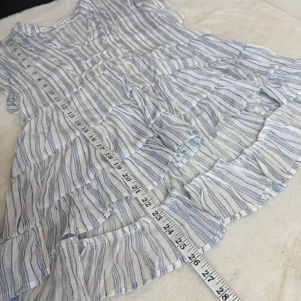 Blu Pepper Peasant Top Shirt White Blue Stripes Flutter Sleeve Tunic Women’s M - Picture 8 of 10